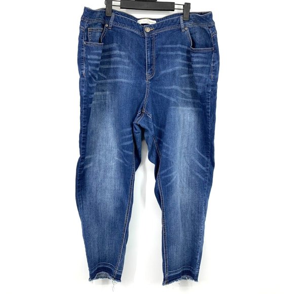 Cato Denim - Cato Jeans High Rise Skinny Ankle Crop Raw Hem Classic Denim